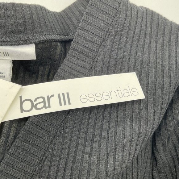 Bar III Women's Long Sleeve Ribbed Bodycon Midi Dress Large Deep Black - Picture 5 of 9